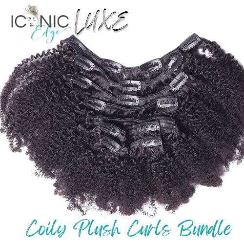 Iconic Edge LUXE "Coily Plush Curls" Clip-In Extensions